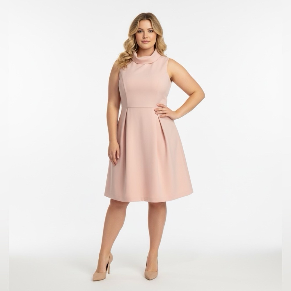 ELIZA J PEACH TEXTURED COLLARED SLEEVELESS SHEATH DRESS WOMEN’S SZ 2